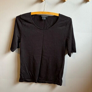 Ellen Tracy 100% Silk Short Sleeve Blouse Top Sz: S Black